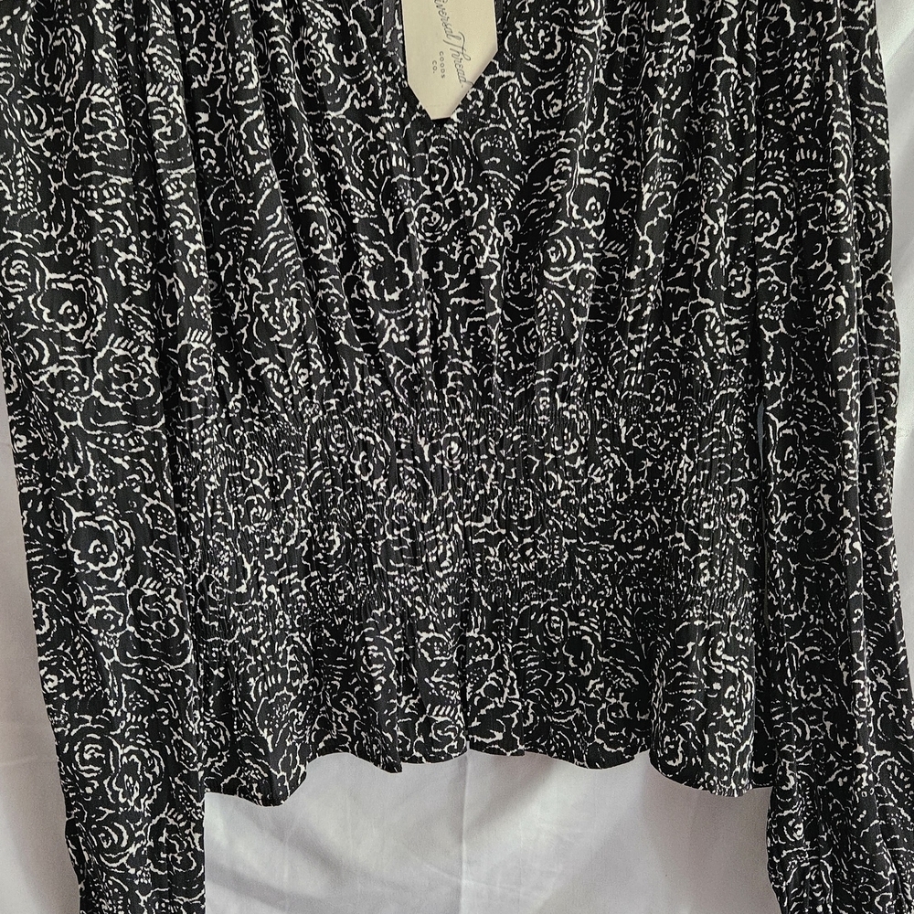 Sundance Black and White Floral Blouse